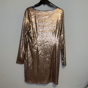 Long sleeve gold sequin dress